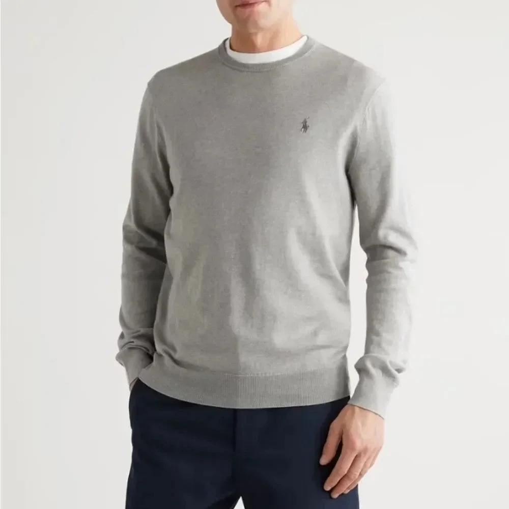 Polo Ralph Lauren Men's Gray Long Sleeve Crew Neck Pima Cotton Sweater Size XL